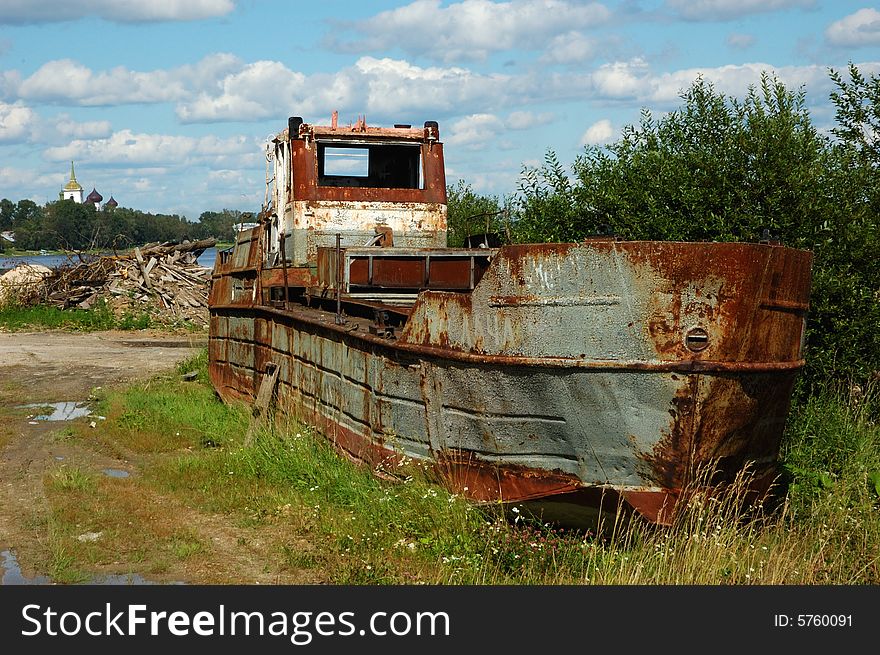 Old rusting cutter in ship cemetery in north Russia. Old rusting cutter in ship cemetery in north Russia