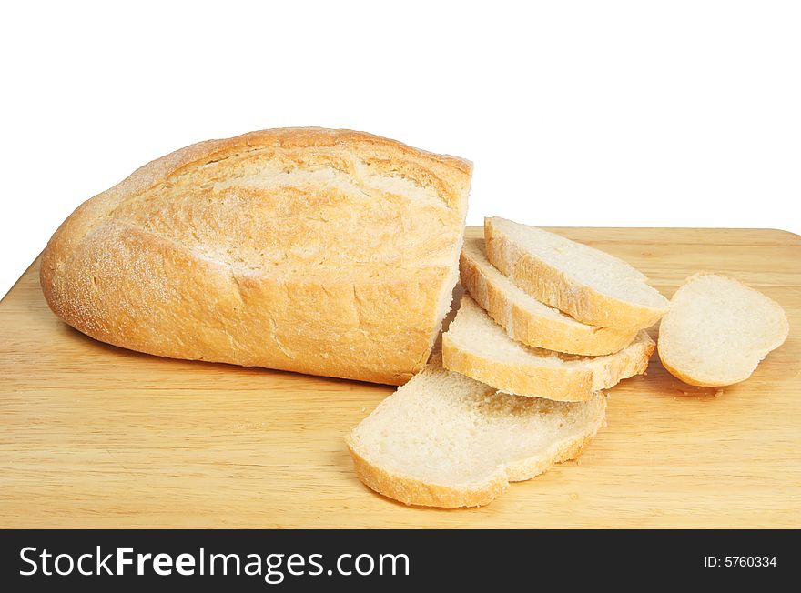 Cut bread on a bread board