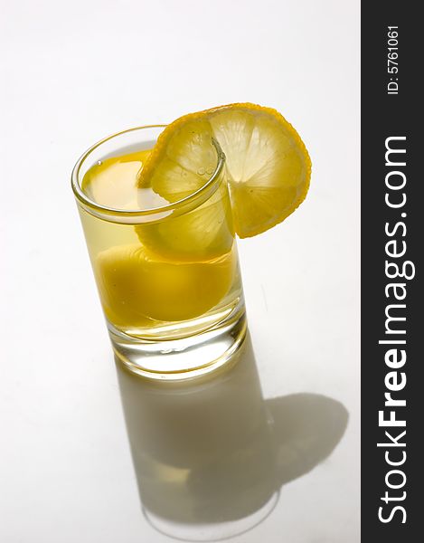 Cocktail from egg. Photo on a white background.