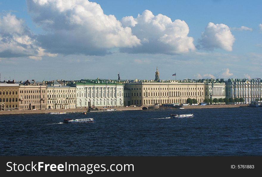 Saint-Petersburg, Palace Embankment & the Neva river. Saint-Petersburg, Palace Embankment & the Neva river