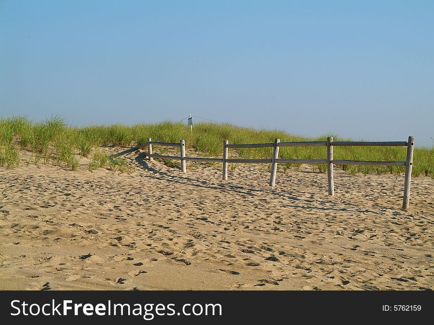 Beach scene with sand dunes