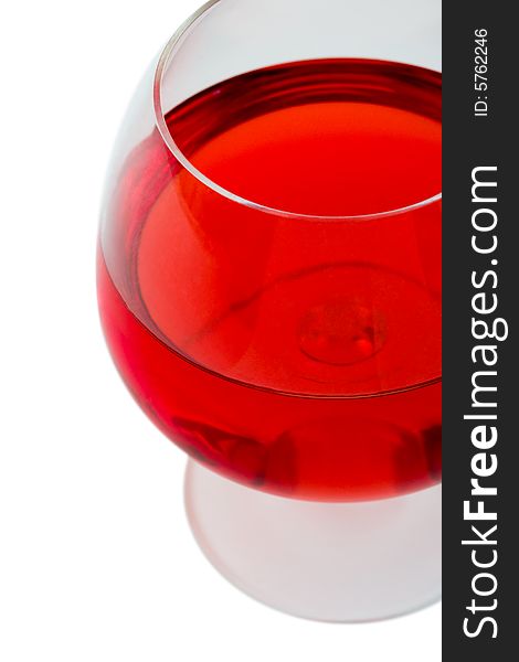 Macro of wine glass isolated on white background