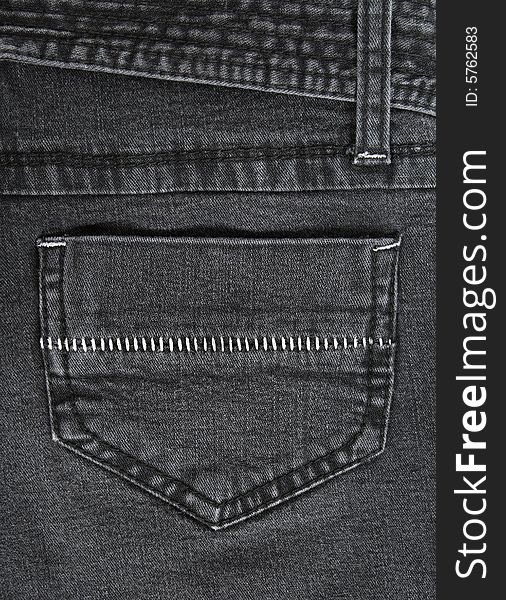 Black Jeans Pocket With White Stitches