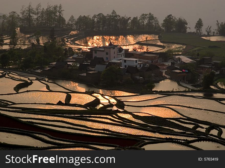 Terraced field in Yunyang, Yunnan provice of China.