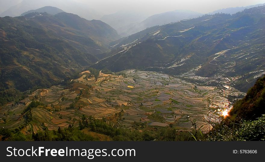 Terraced field in Yunyang, Yunnan provice of China.