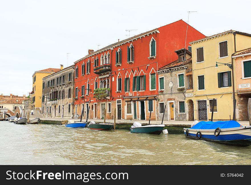 The scenery along the canals in Venice Italy