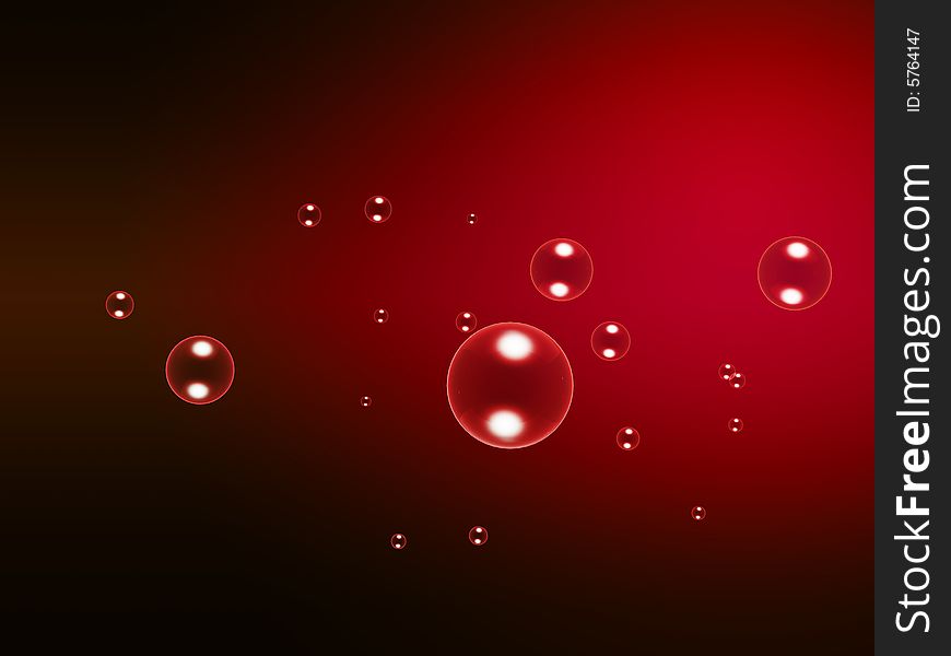 Bubbles float on dark red background. Bubbles float on dark red background