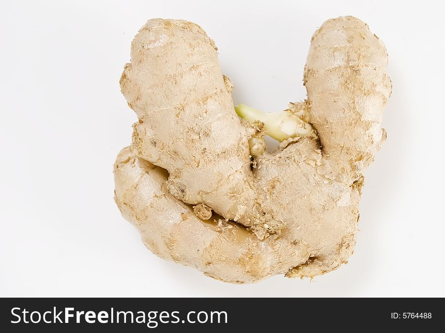 Ginger root on white background