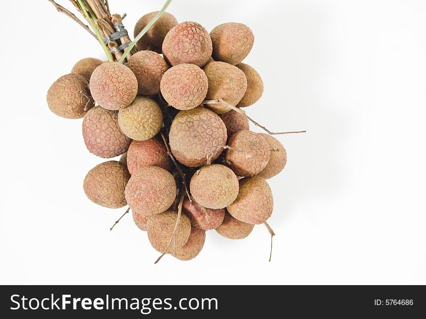 Bunch of Lychees on white background