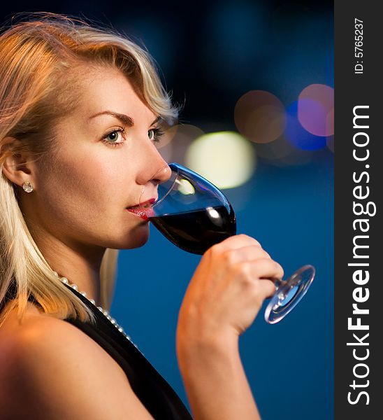 Lady Drinking Red Wine