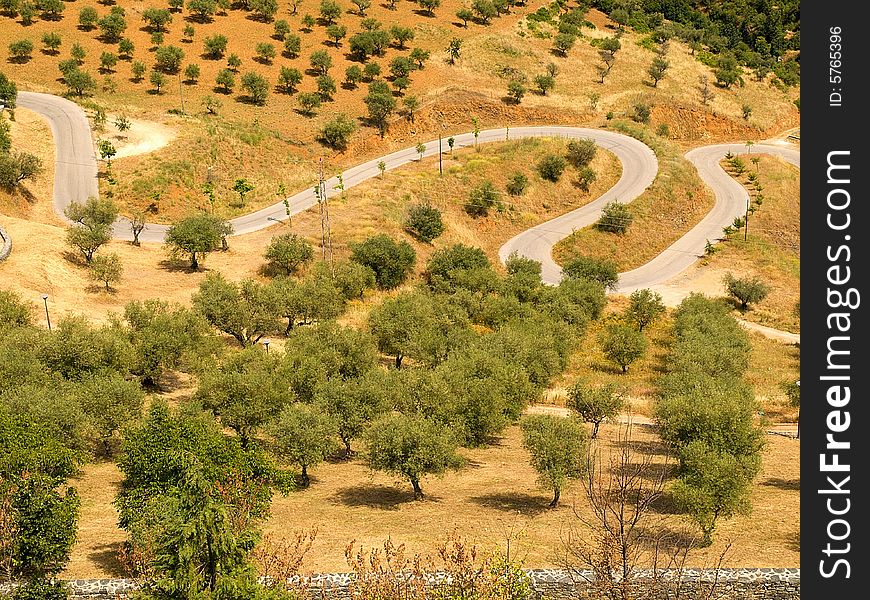 Picture of the snake road taken from Braganca Castle in Portugal. Picture of the snake road taken from Braganca Castle in Portugal