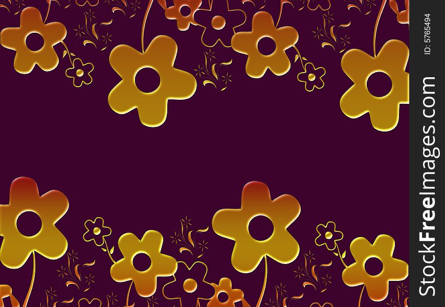 Abstract Floral With Purple Background. Abstract Floral With Purple Background