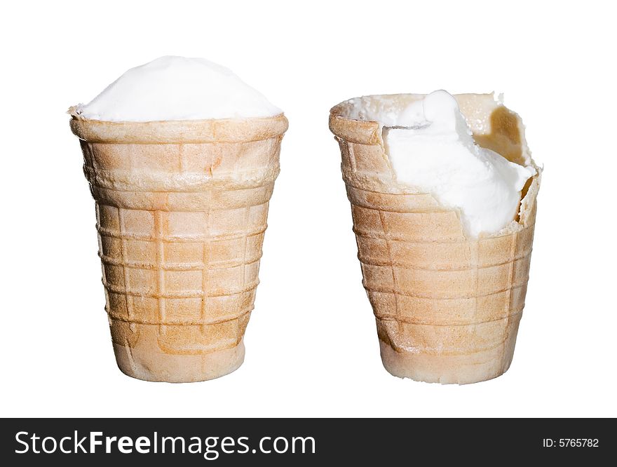 Ice cream cones isolated on white background. Ice cream cones isolated on white background