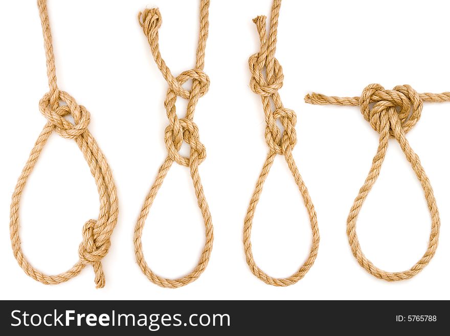 Four pieces of rope fastened in four different loops