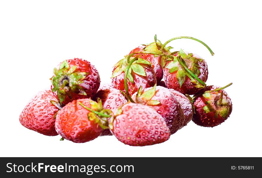 Frozen Strawberry isolated on white background