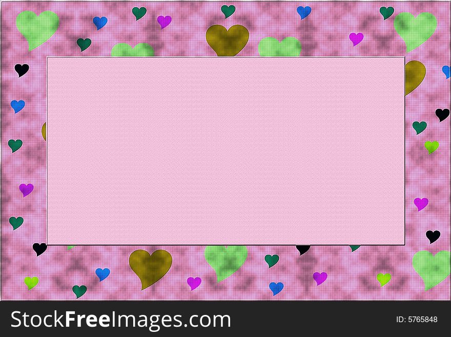 Simple frame with hearts multicolor in isolated background