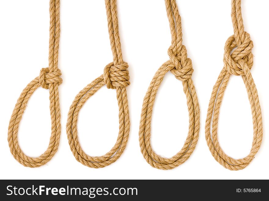 Four pieces of rope fastened in four different loops