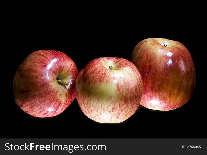 Apples isolated on black background, fresh fruits. Apples isolated on black background, fresh fruits