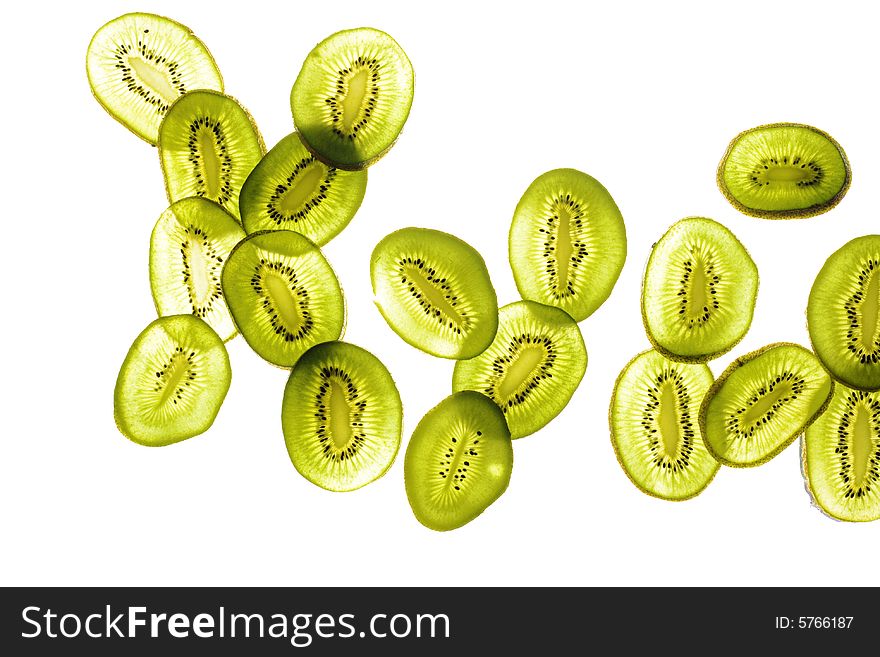 Abstract Sliced Kiwi On White