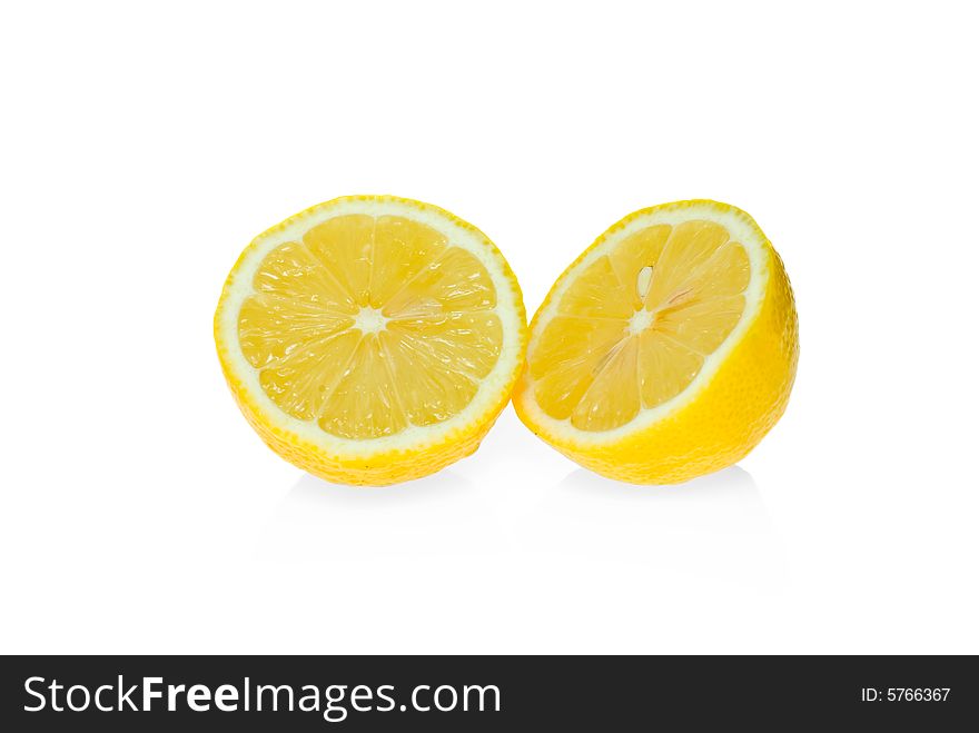 Two lemon halves isolated on the white background