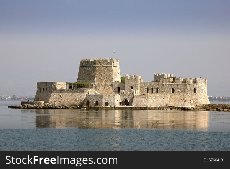 The spectacularly fortified island at Napflion Greece. The spectacularly fortified island at Napflion Greece