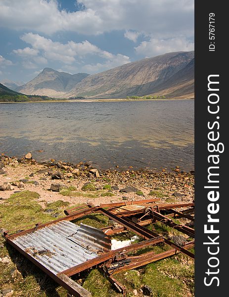 Glen Coe, lake and iron ruins