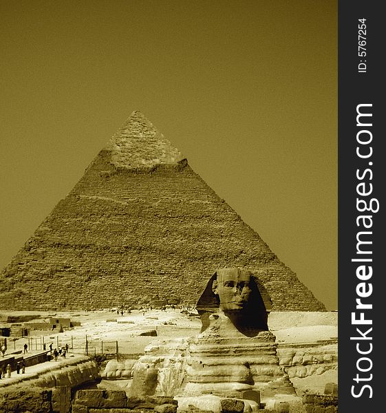 Sphinx and pyramid