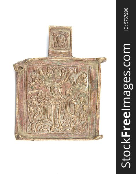 Antique fragment of metal mounting covering the painted background of an icon (XVIII-XIX, Russia)