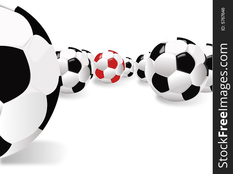 Balls for football, red and black