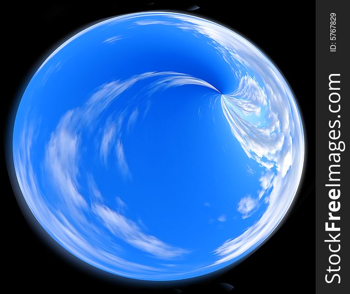 Abstract illustration. Blue sphere with the white texture of the moving clouds. Abstract illustration. Blue sphere with the white texture of the moving clouds.