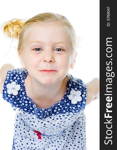 Portrait of cute girl, isolated on white background