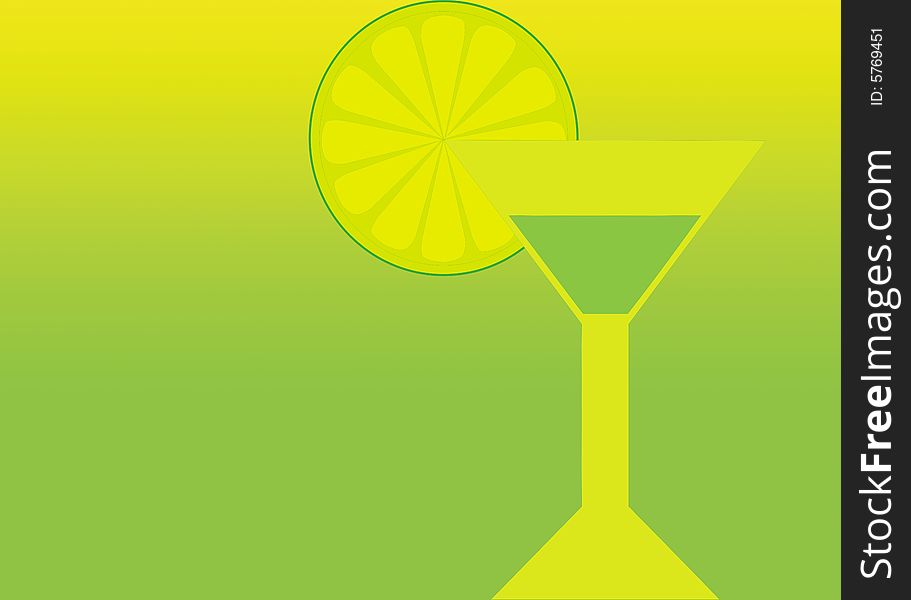 Lime cocktail drink colorful background.