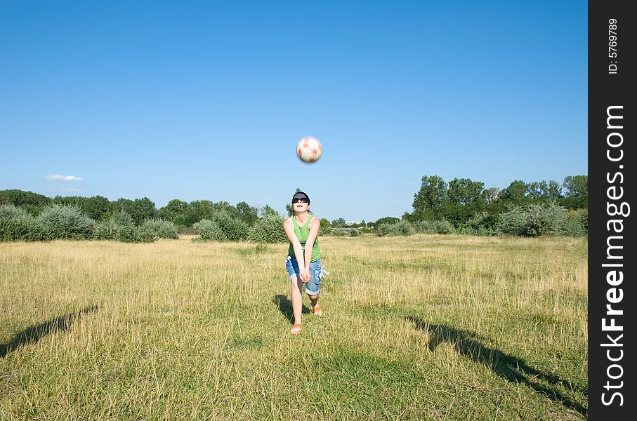 Woman playing with the ball