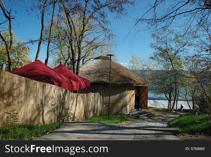 Bungalow near the seashore in early spring. Bungalow near the seashore in early spring