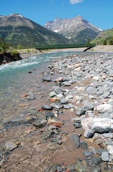 Riverbank And Mountains Royalty Free Stock Photography Riverbank And Mountains Royalty Free Stock Photography