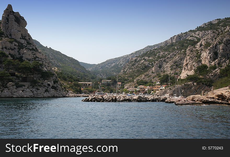 Calanques coastline near Marseille on French Riviera, france, cliffs, boats. Calanques coastline near Marseille on French Riviera, france, cliffs, boats