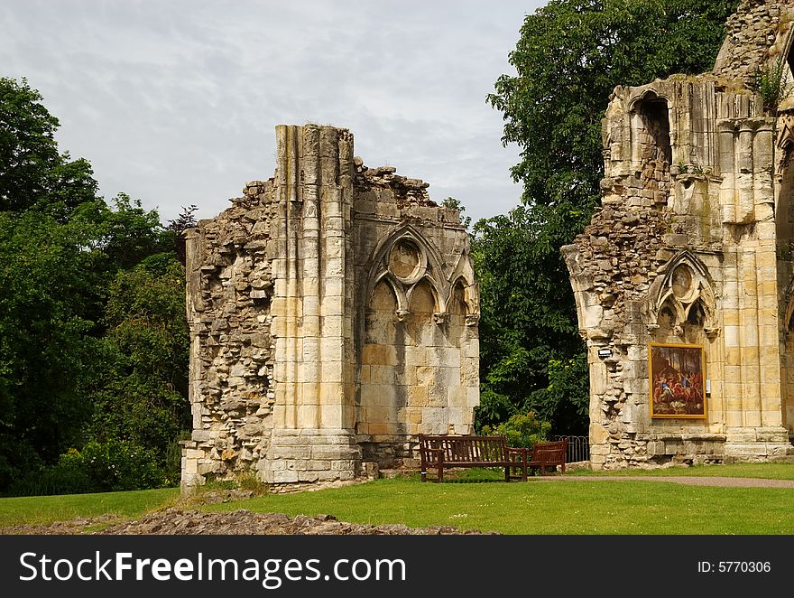 Ruins of St Mary's Abbey, located in York, England