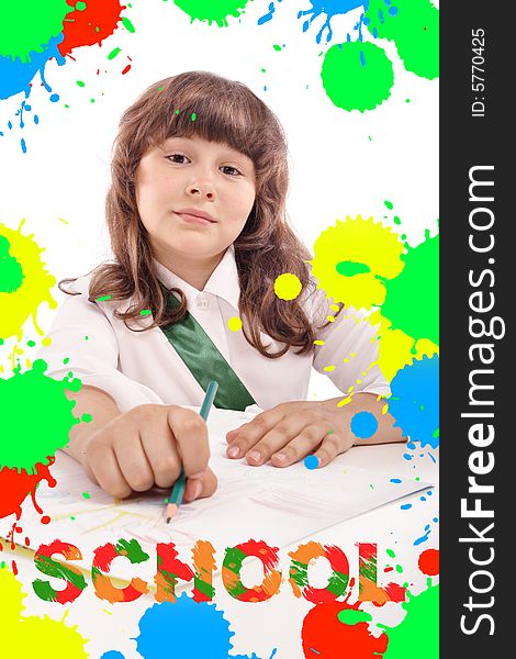 Portrait of a styled child. Theme: art, education, school. Portrait of a styled child. Theme: art, education, school