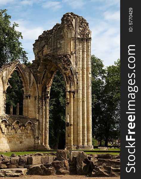 Ruins of St Mary's Abbey, located in York, England