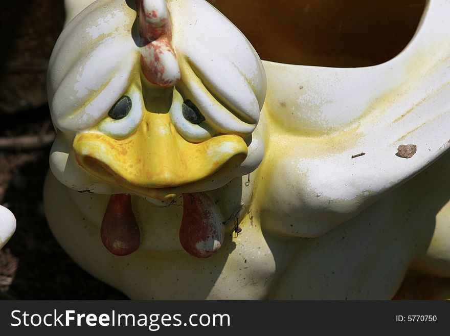 Colourful ceramics on the French Riviera, withe pottery chicken