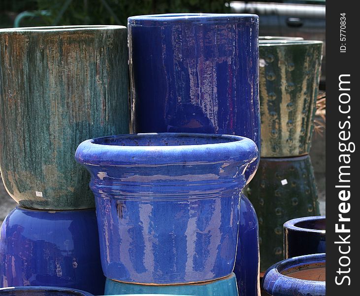 Colourful ceramics on the French Riviera, blue pottery