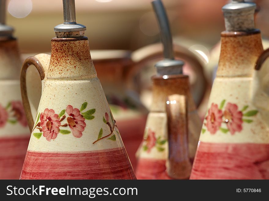 Colourful ceramics on the French Riviera, pink pottery