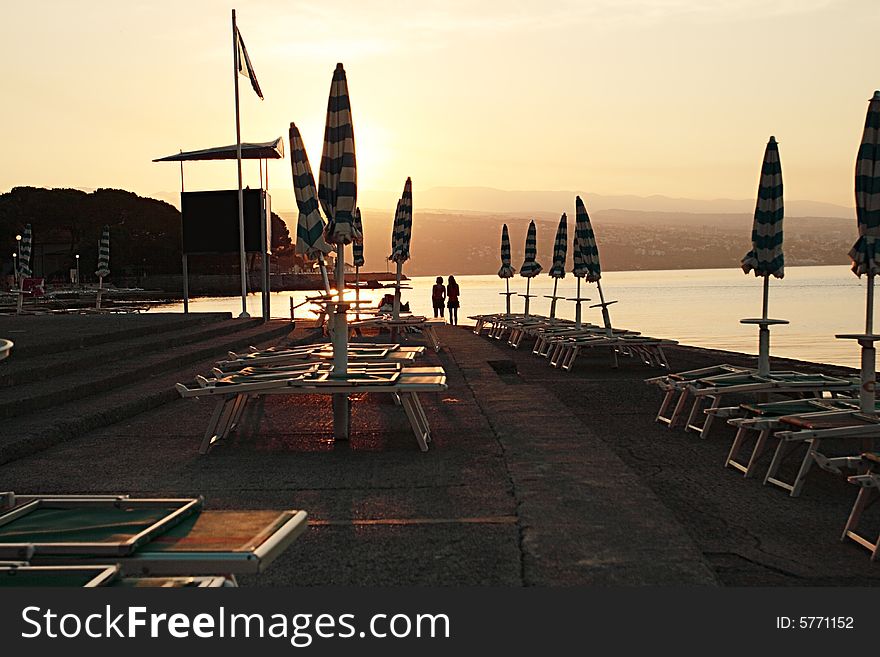 Morning on coast of the mediterranean sea.