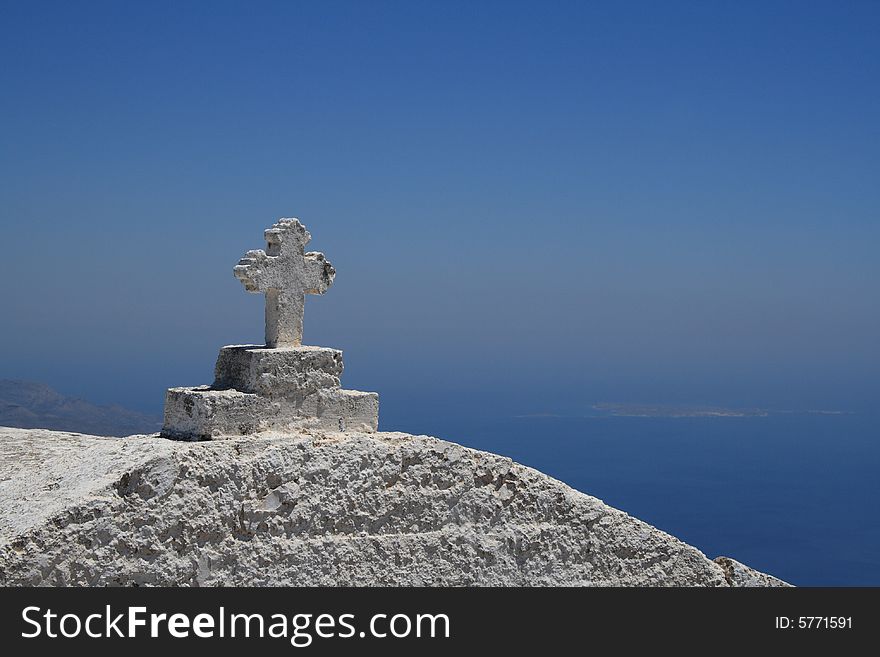 Cross on a greek church. Cross on a greek church