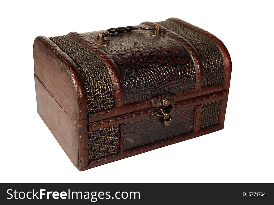 Ancient casket on white background