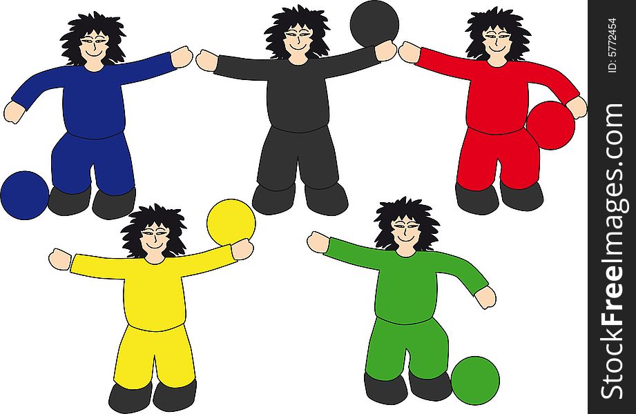 Vector illustration of five boys as symbol of the olympics. Vector illustration of five boys as symbol of the olympics