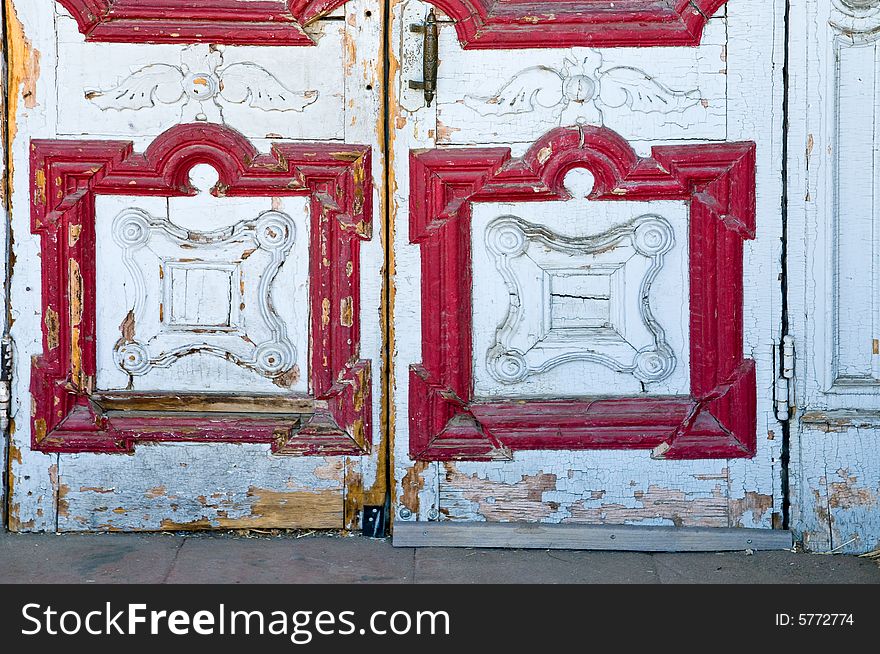 Crafty vintage wooden door closeup details