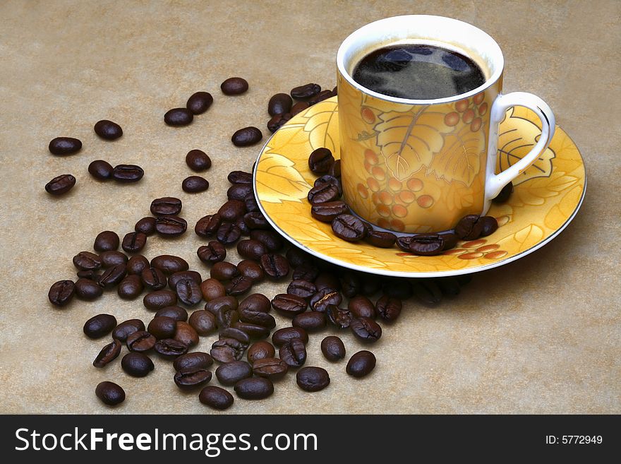 Cup of tasty fresh black coffee. Cup of tasty fresh black coffee