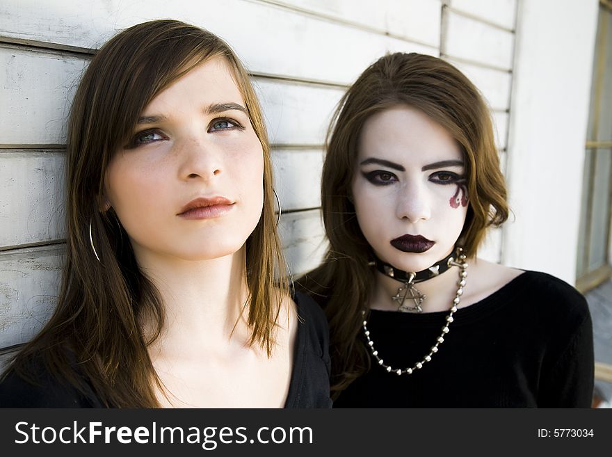 Contrast Girls. Two Modern Teenagers.