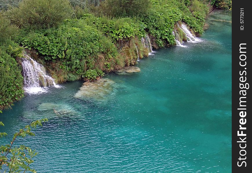 Little waterfalls at Plitwitz lake National Park, Croatia